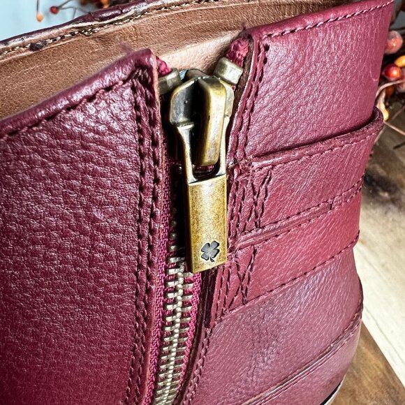 Lucky Brand CAELYN Womens Western Pointed Toe Booties Sz 6M Burgundy Leather - Picture 8 of 11